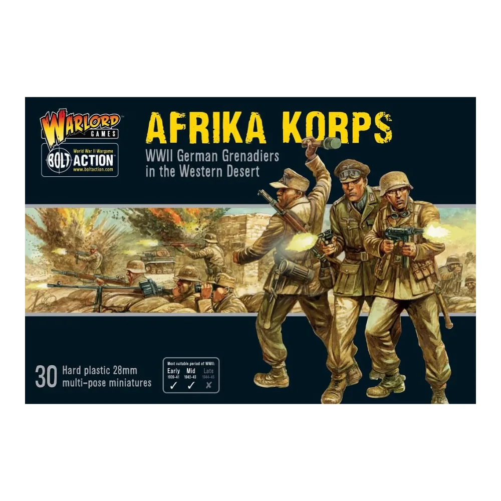 Caja de Infantería Bolt Action Afrika Korps Warlord Games 30 Miniaturas