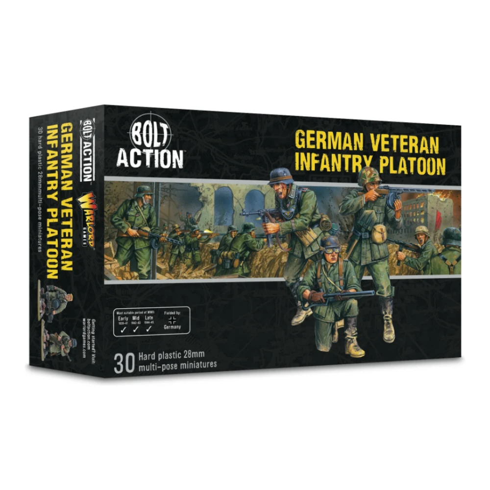 Caja de Infantería Bolt Action German Veteran Infantry Platoon Warlord Games 30 Miniaturas